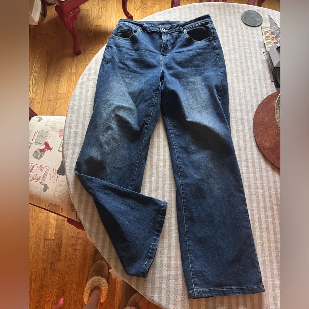 Dark Blue Women's Straight Leg wide Jeans